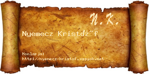 Nyemecz Kristóf névjegykártya